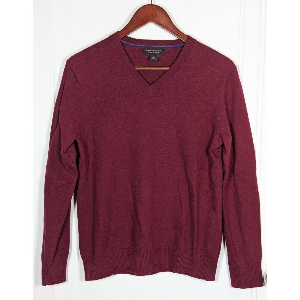 BANANA REPUBLIC MERINO WOOL PULLOVER SWEATER WOMEN'S SIZE LARGE Burgundy Maroon
